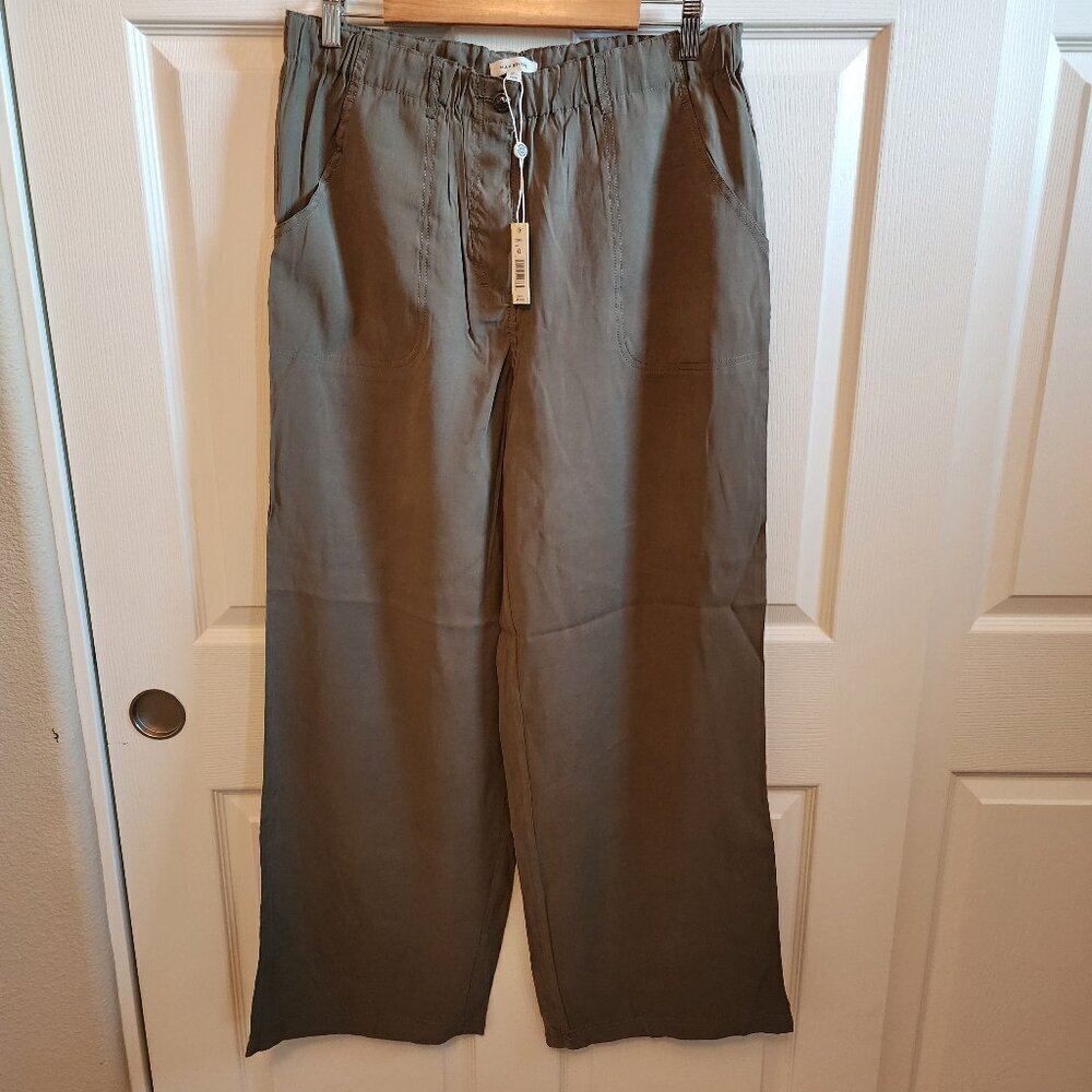 Max Studio Elastic Waist Wide Leg Pants Sage Green XL